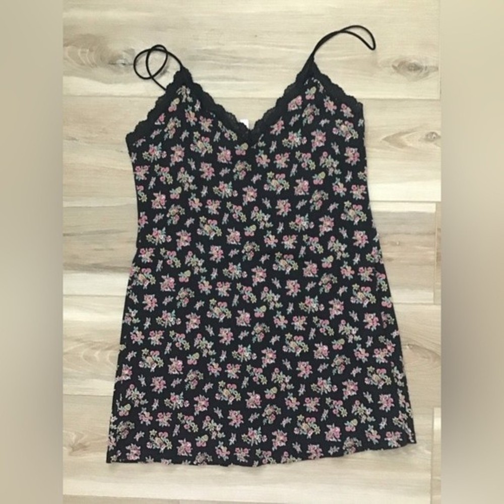 Vintage Victorias Secret Rose Print Slip Dress L